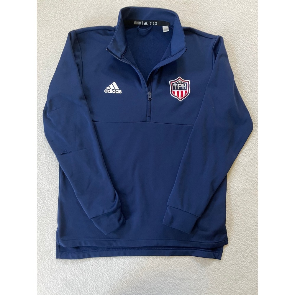 Adidas Mens Large Quarter Zip Pullover Navy TPH Hockey Fleece FT3328 Snags